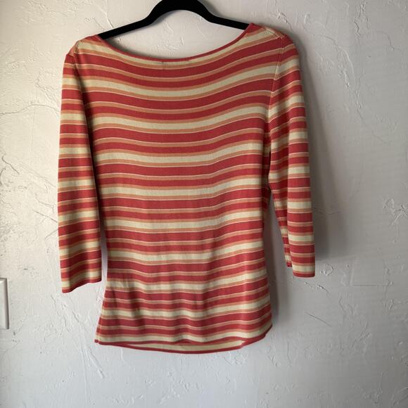Christopher Fischer Y2k Sweater Women Medium Striped Silk Stretch Pullover Retro - Picture 7 of 7